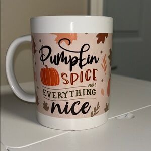 Pumpkin Spice and Everything Nice Mug - White and Orange 15 ounce